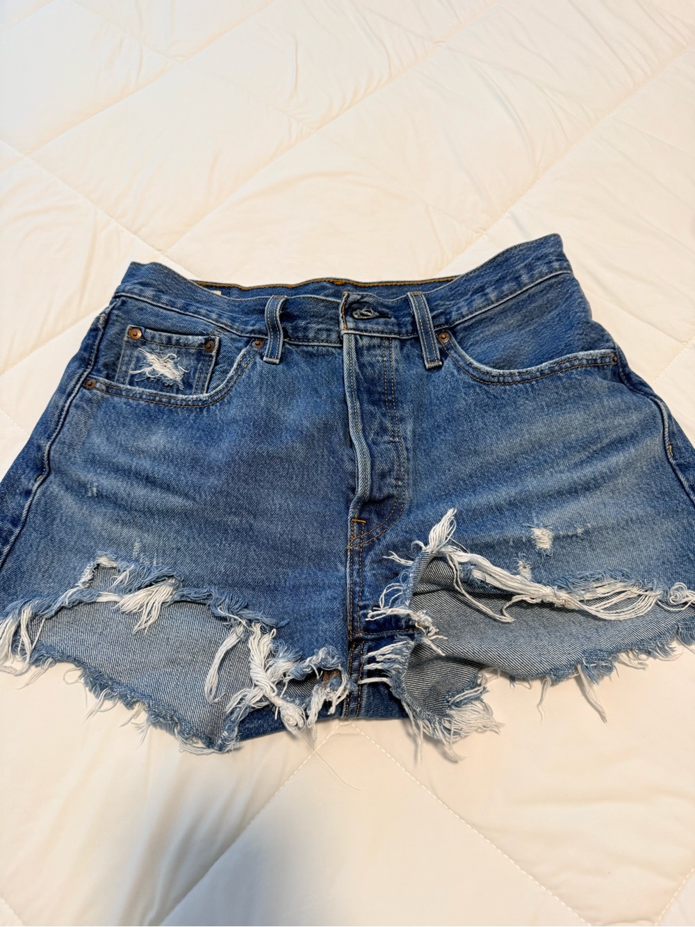 Levi's Distressed Blue Denim Cutoff Shorts